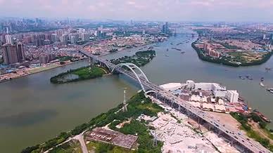 广州丫髻沙大桥交通珠江城市景观视频的预览图